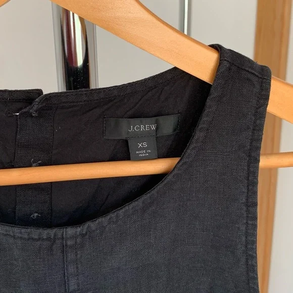 J. Crew Button Back 100% Linen Shift Dress Black Size XS - Picture 6 of 10
